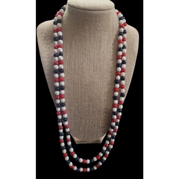 Vintage Red White and Blue Necklace Patriotic 1950s - Picture 1 of 7